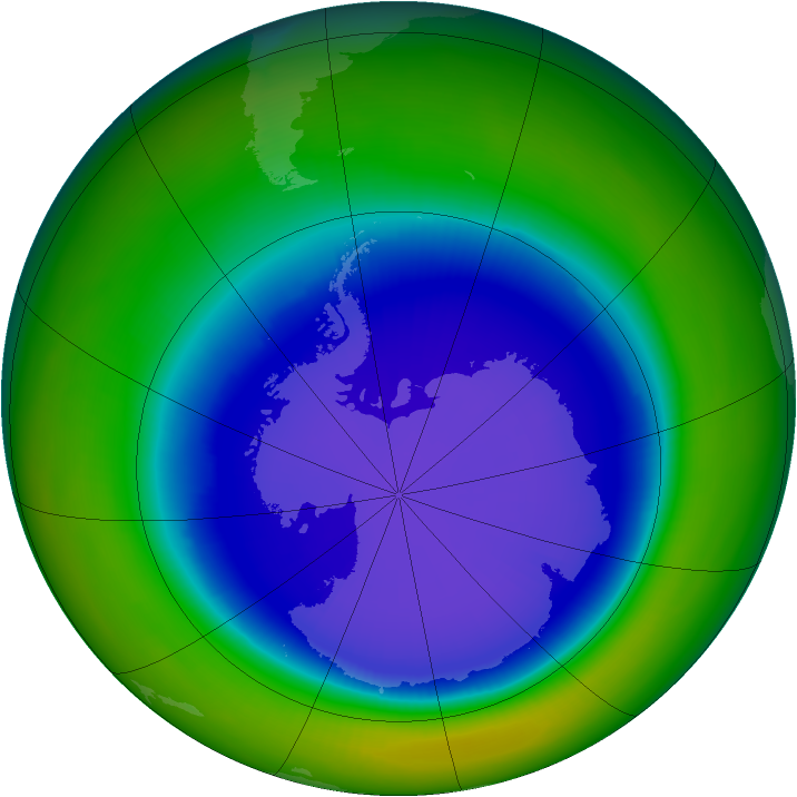 Antarctic ozone map for September 2001